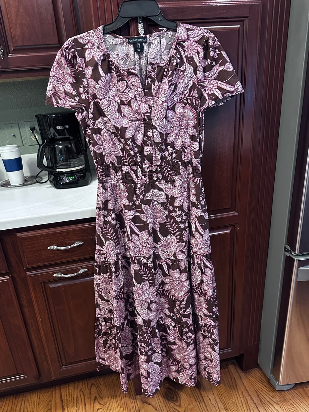 Cynthia Rowley Brown Dress with Pink Floral Print